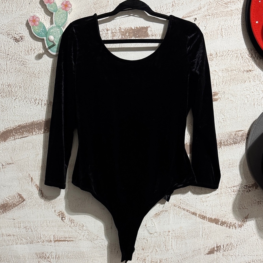 Guess Black Velvet Bodysuit